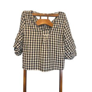 Velvet & Heart plaid Bell Sleeve layer blouse size M